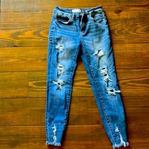 Kancan cropped distressed skinny jeans